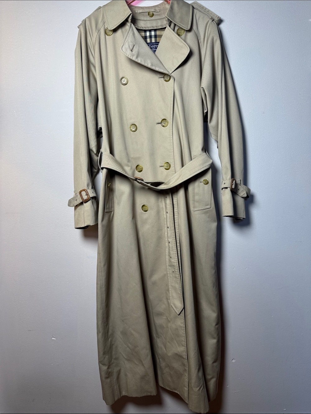 BURBERRY Vintage Beige Long Double-Breasted Trench Coat Lining Included 8 XXLong